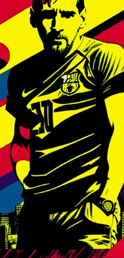 Colorful silhouette of an athlete with vibrant geometric background.