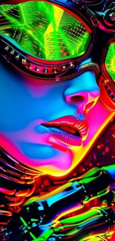 Cyberpunk art with vibrant neon colors and futuristic elements.