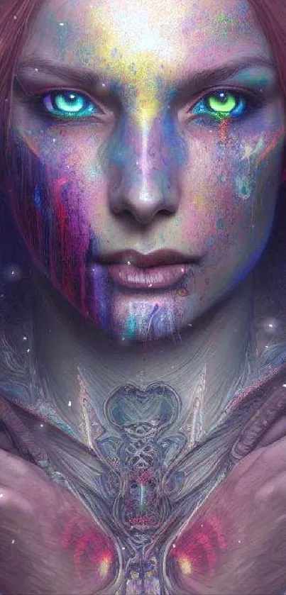 Vibrant futuristic fantasy character with colorful design.