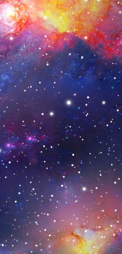 Vibrant galaxy wallpaper with colorful nebulae and stars.