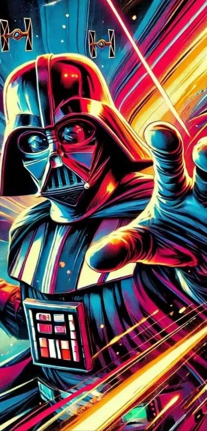 Vibrant galactic warrior artwork for mobile wallpaper