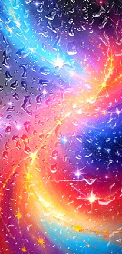 Vibrant galaxy wallpaper with colorful swirling stars.