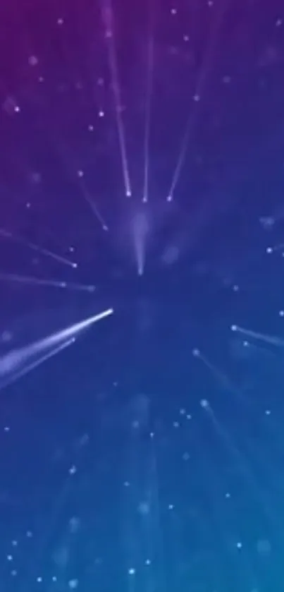 Vibrant purple and blue galaxy burst wallpaper with stars.