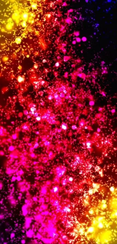 Vibrant galaxy of colorful lights and splatters.