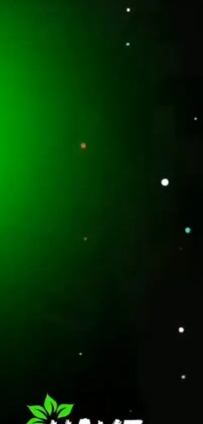 Vibrant green glow with stars on a dark background, perfect for mobile screens.