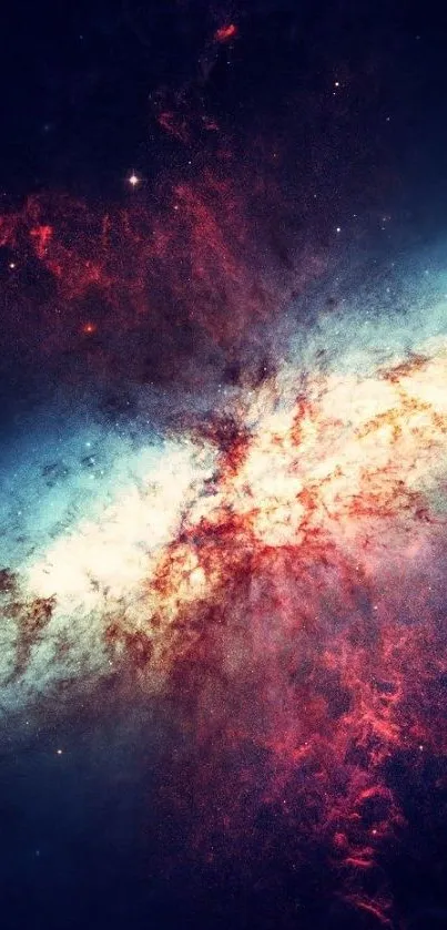 Colorful galaxy wallpaper with swirling cosmic patterns.