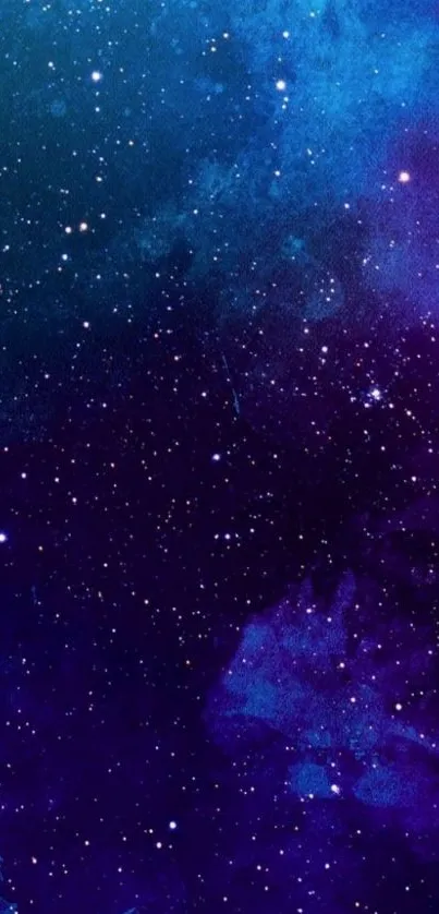 Vibrant galaxy wallpaper with stars and a purple-blue space background.