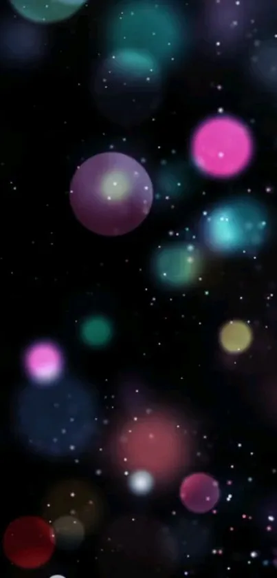 Colorful bokeh galaxy wallpaper with starry effect for mobile phones.