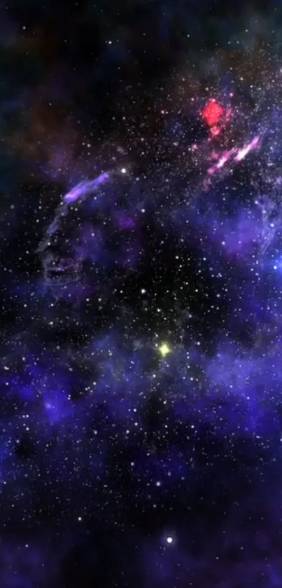 Vibrant galaxy wallpaper with stars and purple nebula.