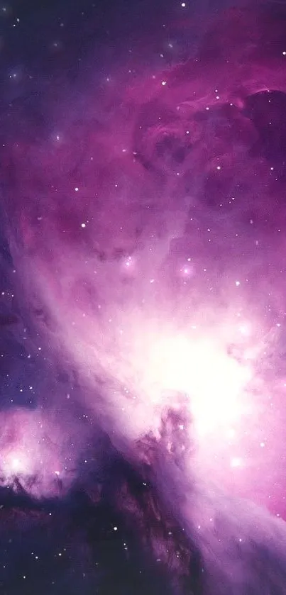 Vibrant purple galaxy with stars and nebula for mobile wallpaper.