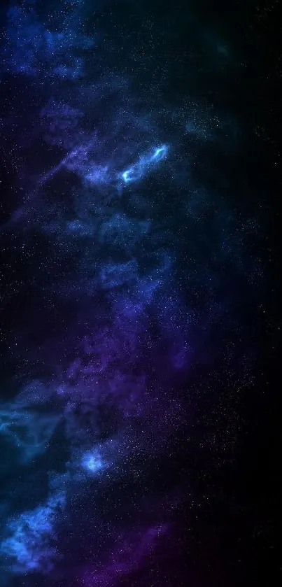 Vibrant galaxy wallpaper with blue and purple cosmic design.