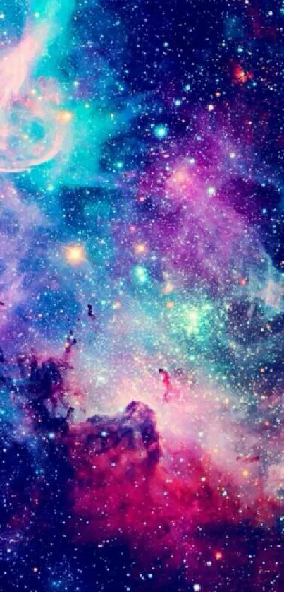 Colorful galaxy wallpaper with stars and nebula.