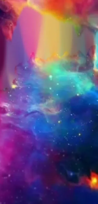 Vibrant galaxy wallpaper with colorful cosmic scene.