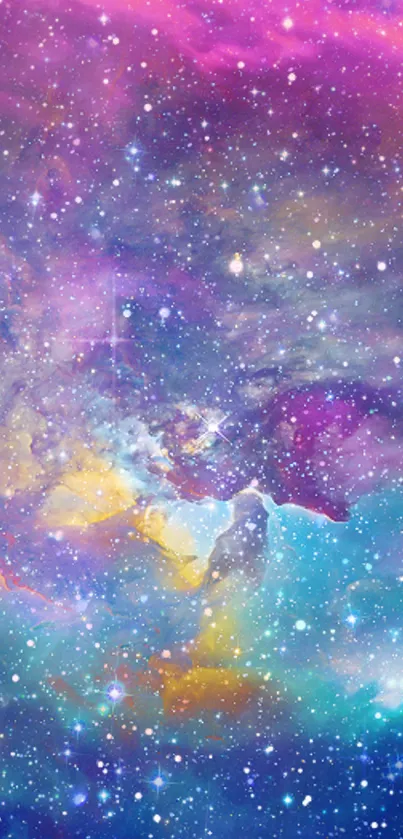 Colorful galaxy wallpaper with stars and nebulae.