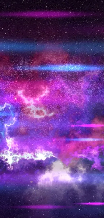 Vibrant cosmic nebula wallpaper in purple hues.