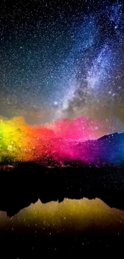 Colorful galaxy night sky wallpaper with stars and vibrant hues.