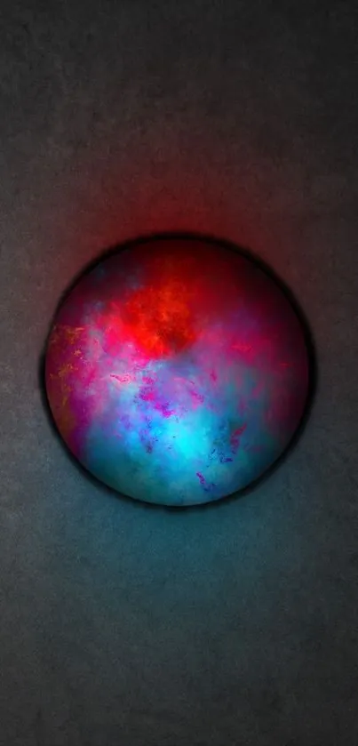 Vibrant galaxy orb on dark background.