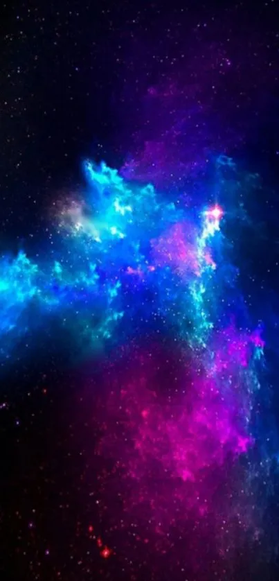 Colorful galaxy wallpaper with blue and purple nebula.