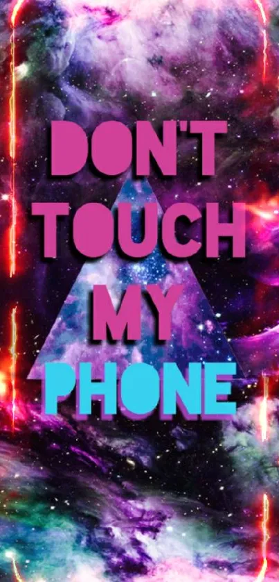 Galaxy theme phone wallpaper with bold text.