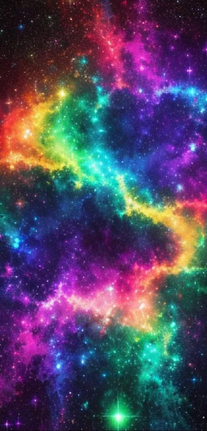 Colorful nebula galaxy wallpaper with vibrant stardust.