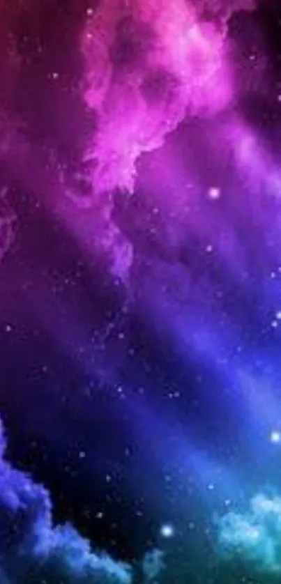 Vibrant purple galaxy nebula wallpaper with stars.