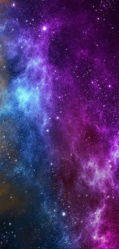 Colorful galaxy-themed phone wallpaper with stars and nebula.