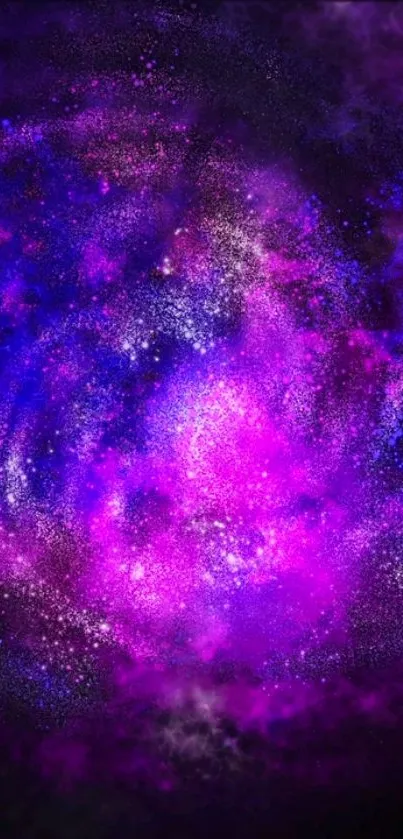 Vibrant galaxy wallpaper with purple hues.