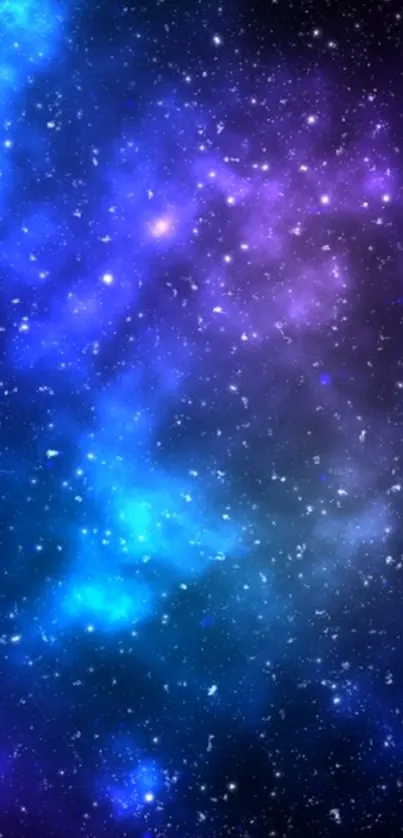 Purple and blue galaxy wallpaper with stars.