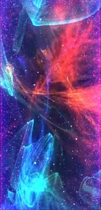 Vibrant galaxy-themed phone wallpaper with cosmic colors.