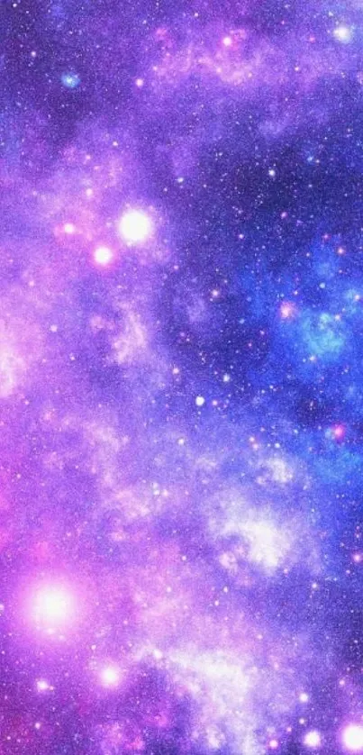 Purple and blue galaxy wallpaper for mobile phone.