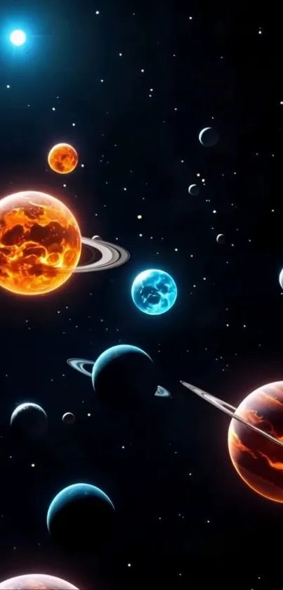 Colorful galaxy planets in space wallpaper
