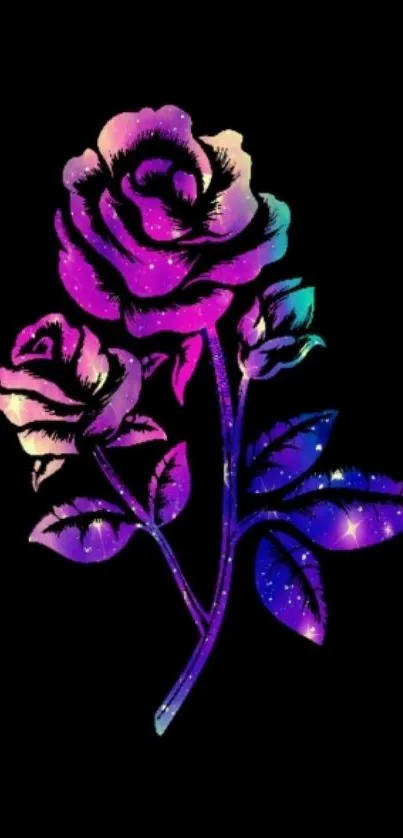 Vibrant galaxy rose on a dark background.