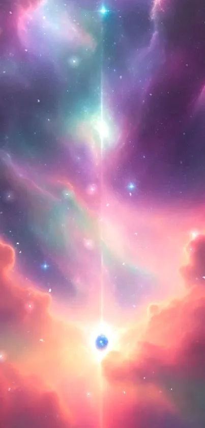 Vibrant galaxy sky wallpaper with colorful cosmic design.