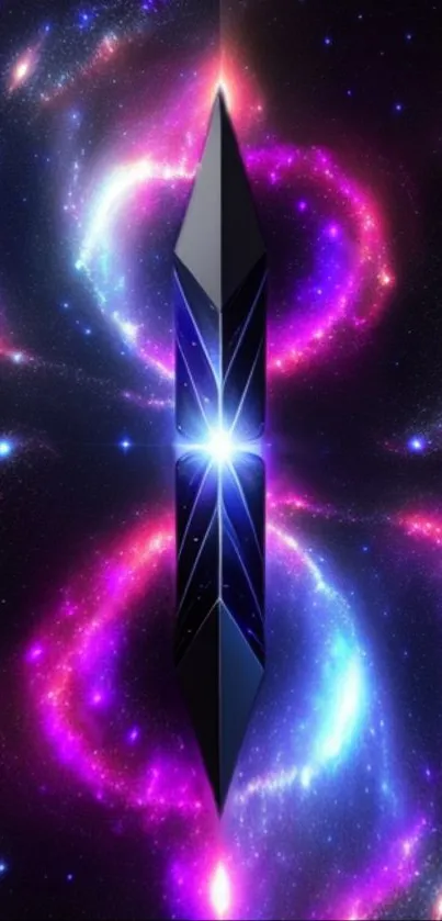 Galaxy-themed mobile wallpaper with vibrant colors and futuristic design.