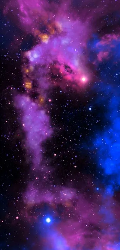 Colorful galaxy with stars and nebula clouds in vibrant hues.