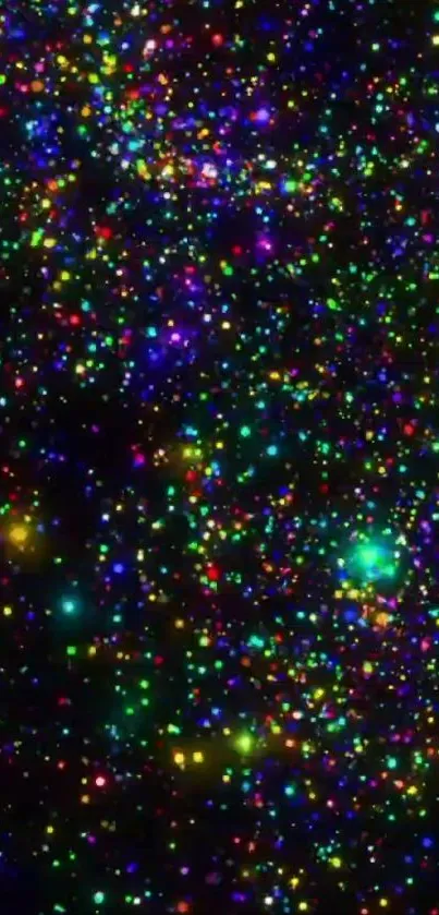 Colorful galaxy-inspired sparkle wallpaper with vibrant stars.
