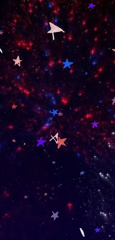 Vibrant starry night wallpaper with colorful cosmic design.