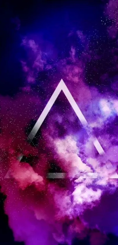 Vibrant galaxy wallpaper with a mystical triangle.