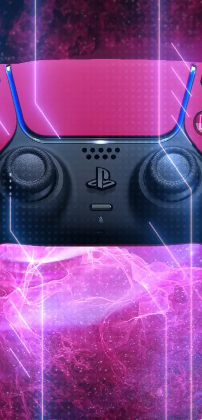 Vibrant gaming controller with neon effects and electric design on mobile wallpaper.