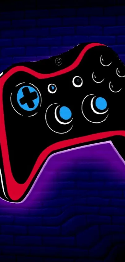 Colorful gaming controller on a blue background.