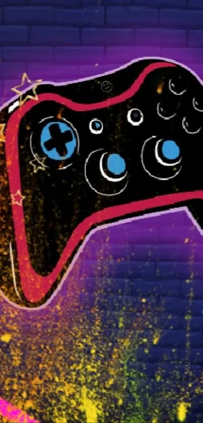 Colorful and vibrant gaming controller art with neon accents.