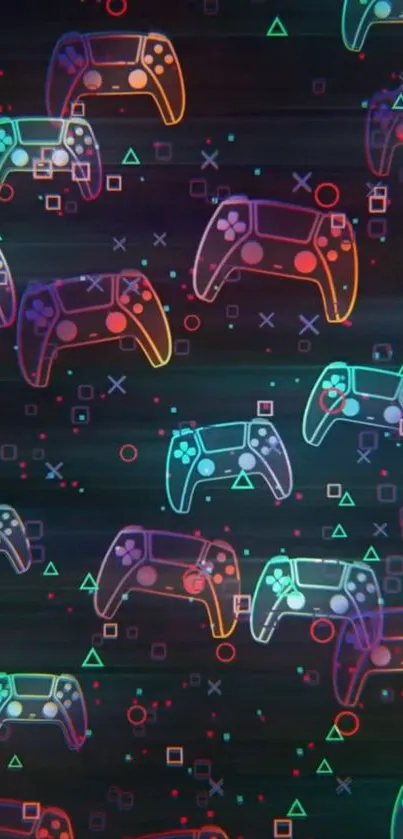 Colorful gaming controller pattern wallpaper.