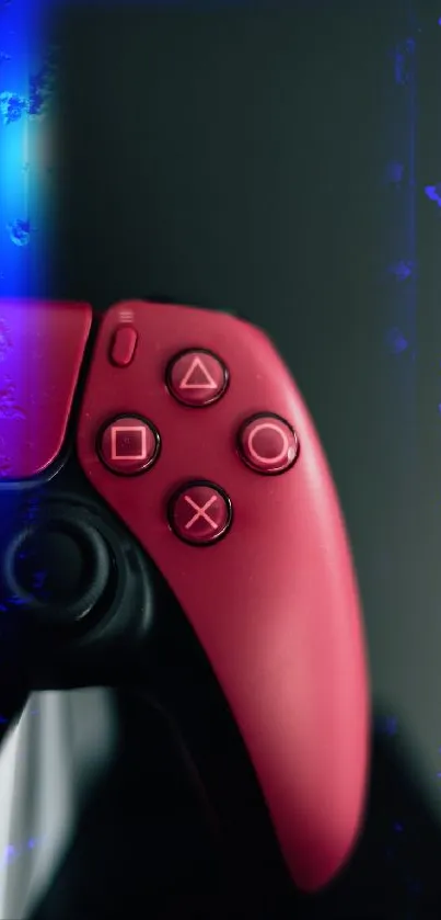 Bright red gaming controller wallpaper for mobile screen.