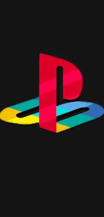 Vibrant gaming logo on black wallpaper.