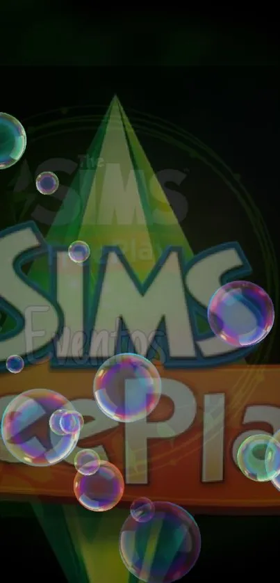 Vibrant gaming logo with colorful bubbles overlay.