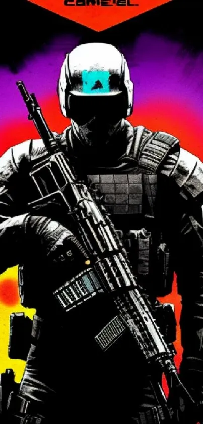 Dynamic Call of Duty wallpaper with vibrant colors and soldier silhouette.