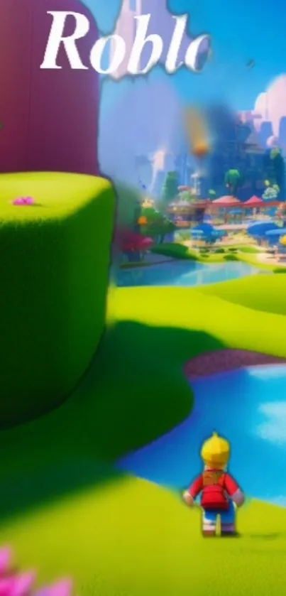 Vibrant gaming world with lush, green landscapes and vivid colors.