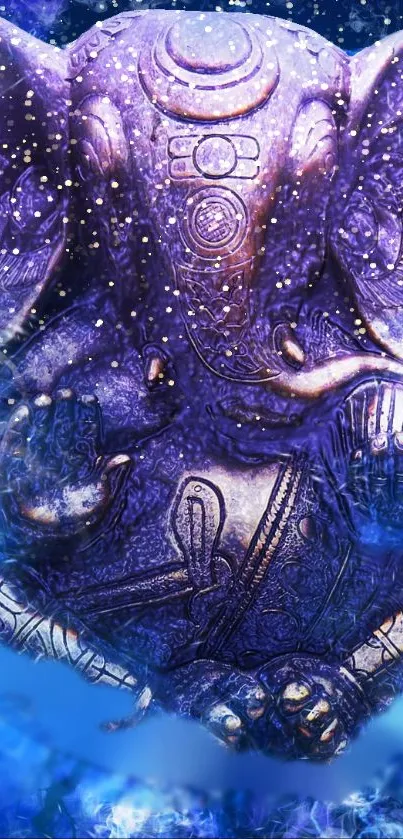 Electrifying Ganesh wallpaper with vibrant blue and purple tones.