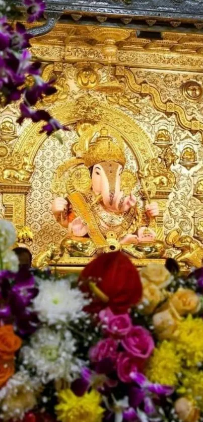 Vibrant Ganesh theme with golden and floral accents.