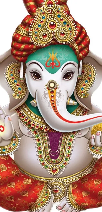 Intricate Lord Ganesha art in vibrant colors for mobile wallpaper.